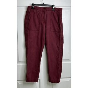 Talbots Slim Fit Cargo Pants Womans 8P Petite Washed* Burgundy Cropped Ankle